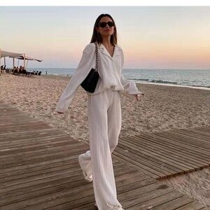 Womens pleated satin matching set bridal